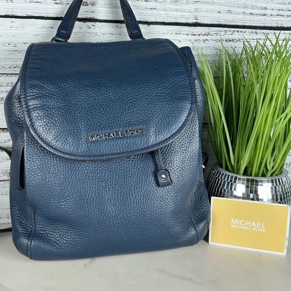 Michael Kors Bag‎ Navy Blue Leather Backpack